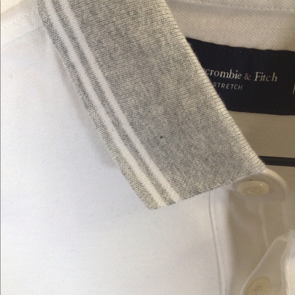 Abercrombie & Fitch Tipped Polo White Gray XS - Picture 3 of 6